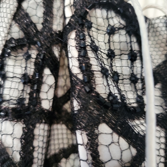 Bradley Mischka Tulle Beaded Dress Gown Black Size 2 - Picture 3 of 14